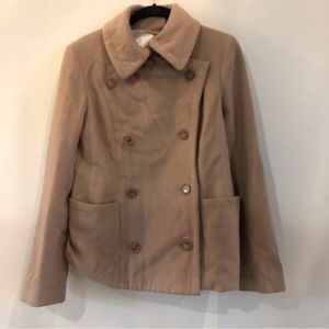 $698 Chaiken Camel Brown Short Oversize Pocket Coat Sz 2